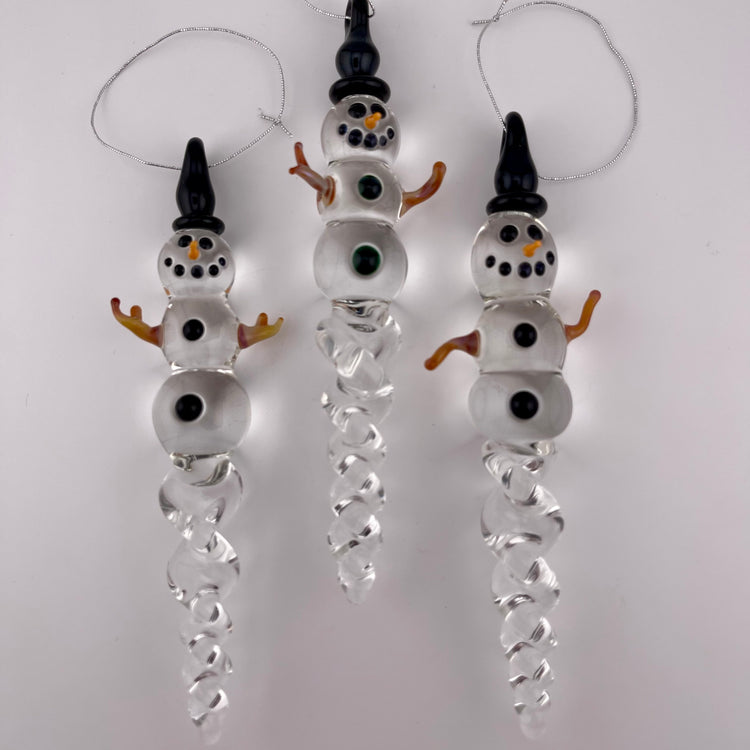 Snowman Clear Icicle Ornaments