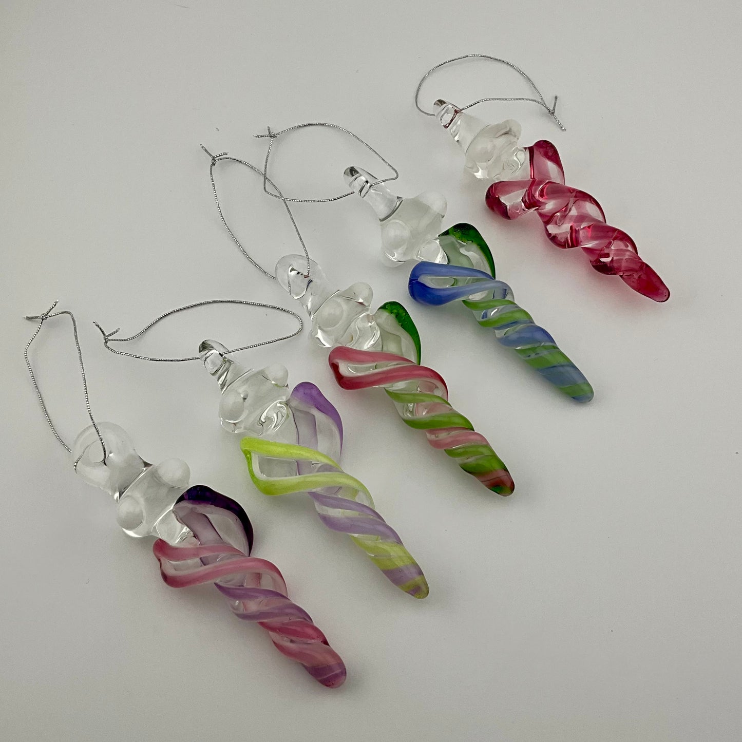 Mini Telemagenta and Royal Jelly Glass Icicle Ornaments