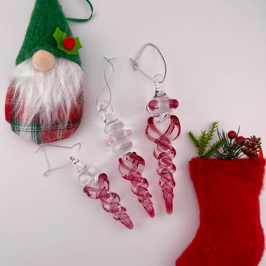 3 Pack Gold Ruby Glass Icicle Ornament  "Holiday Special"