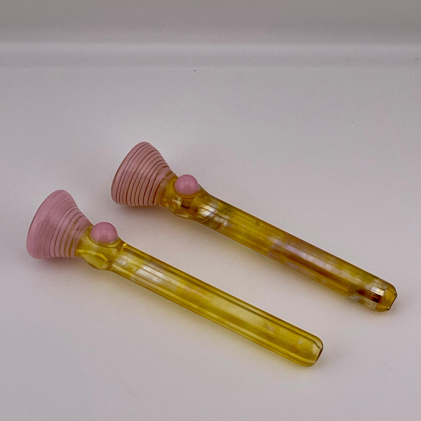 Pink Chillum Pipe Silver Fumed