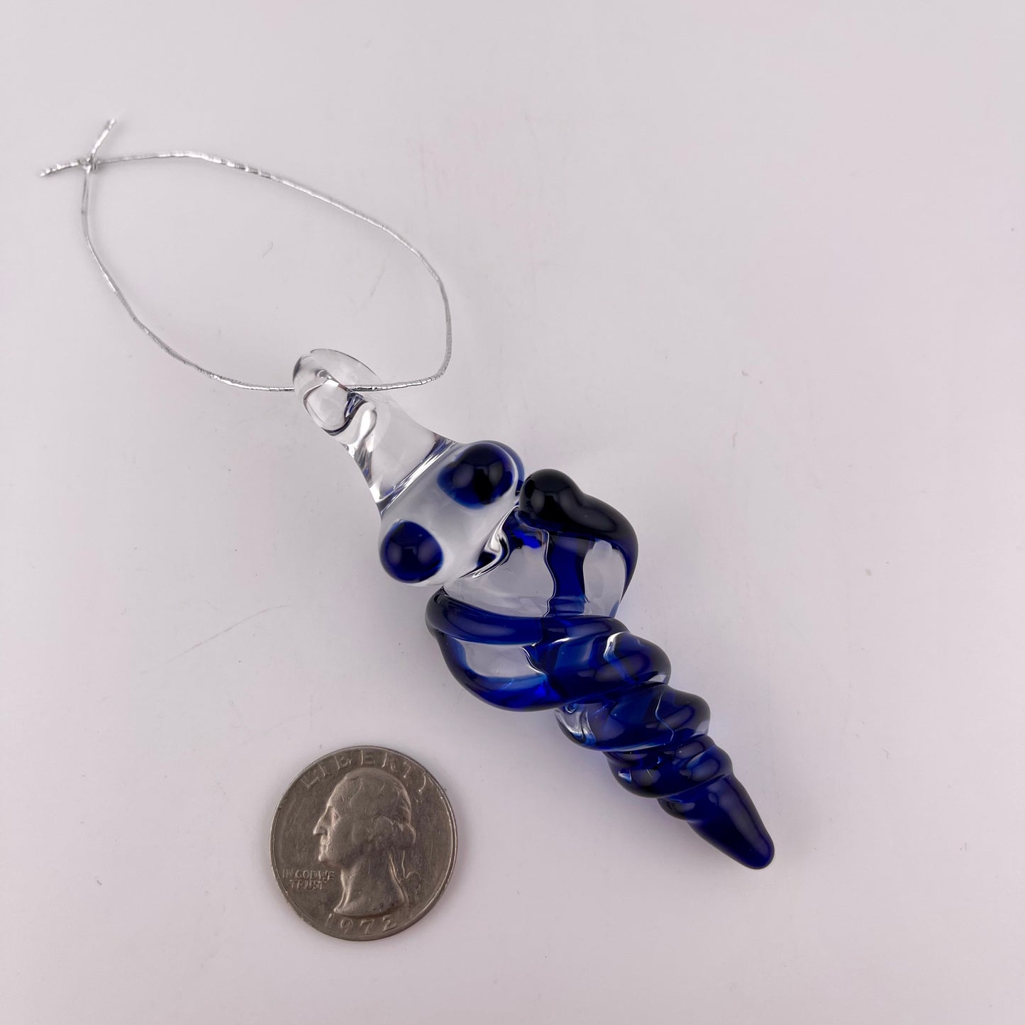 Mini Cobalt Blue Glass Icicle Ornaments