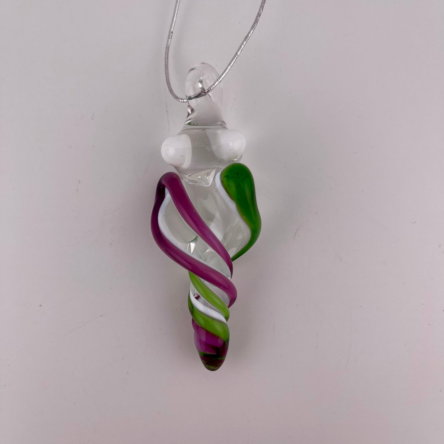 Mini Royal Jelly and Plantphibian Green over White Glass Icicle Ornaments