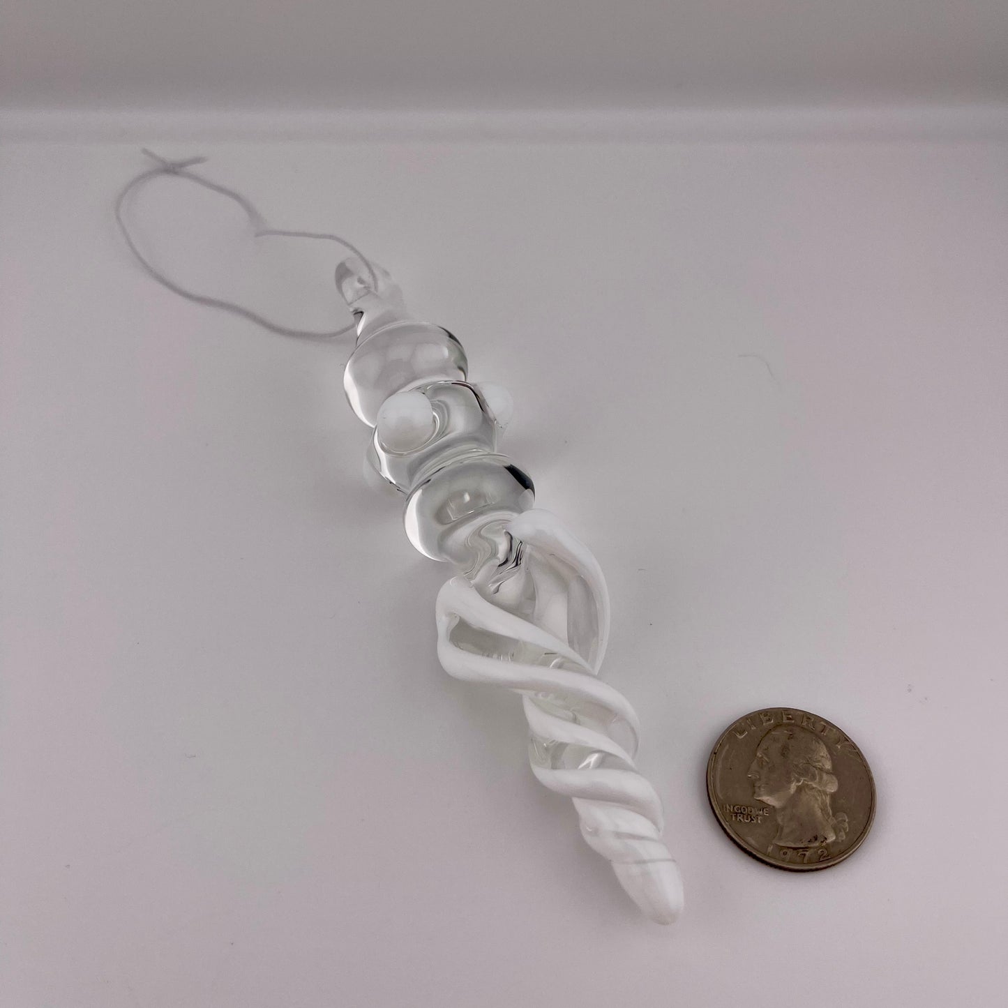 3 Pack White Glass Icicle Ornament  "Holiday Special"