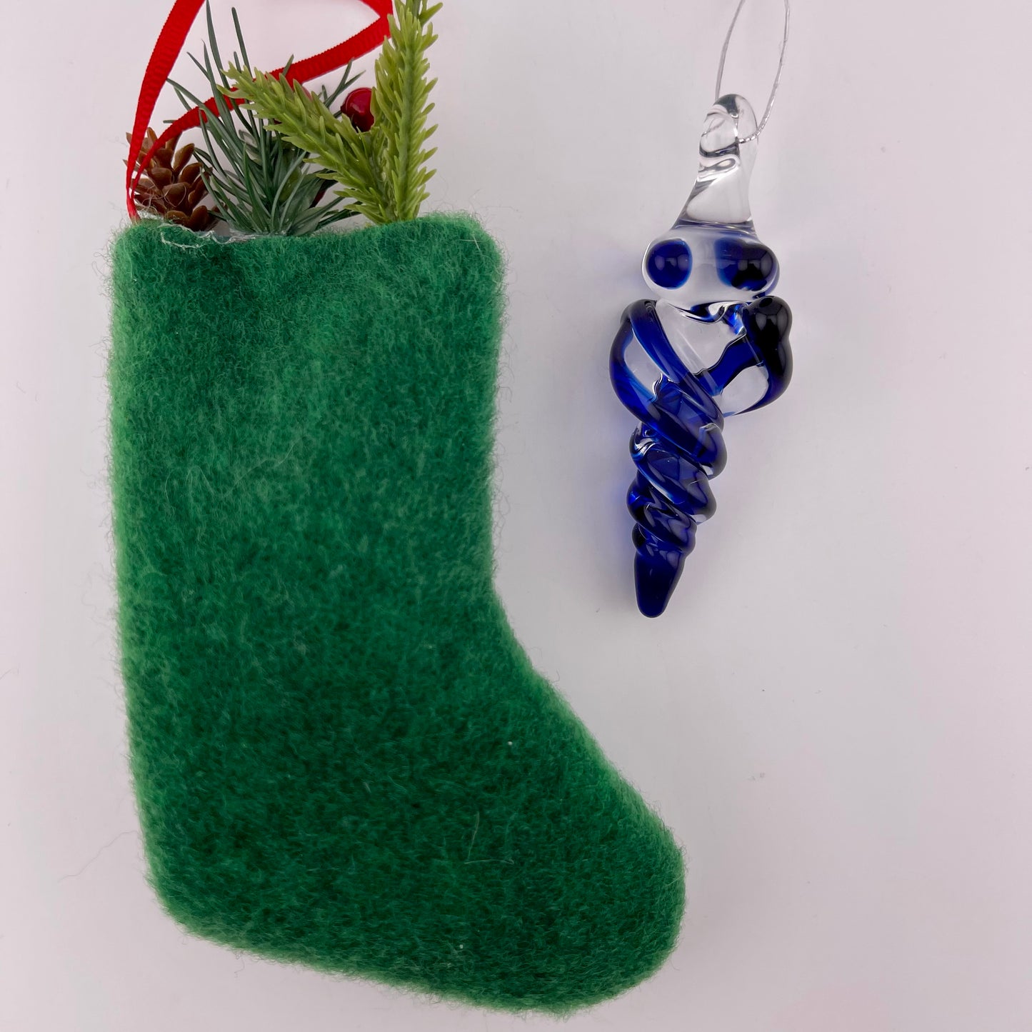 Mini Cobalt Blue Glass Icicle Ornaments