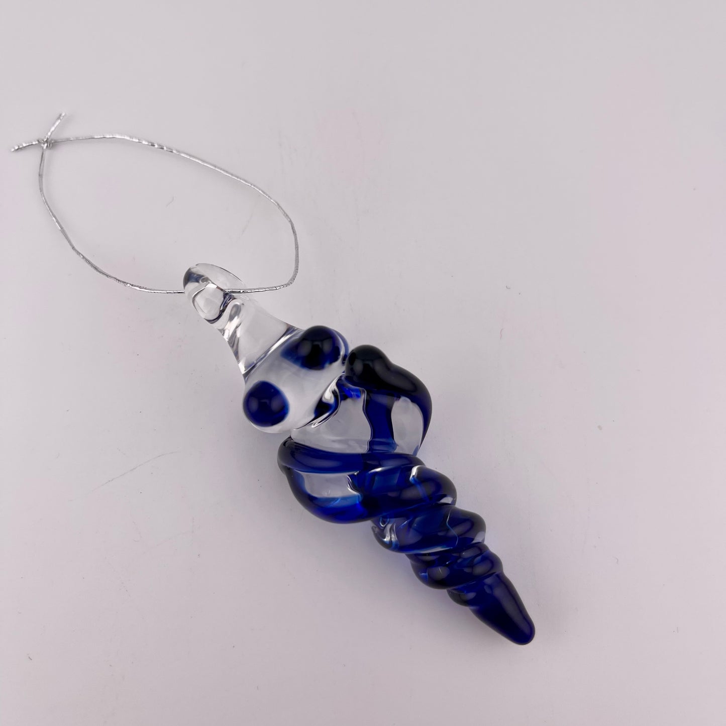 Mini Cobalt Blue Glass Icicle Ornaments