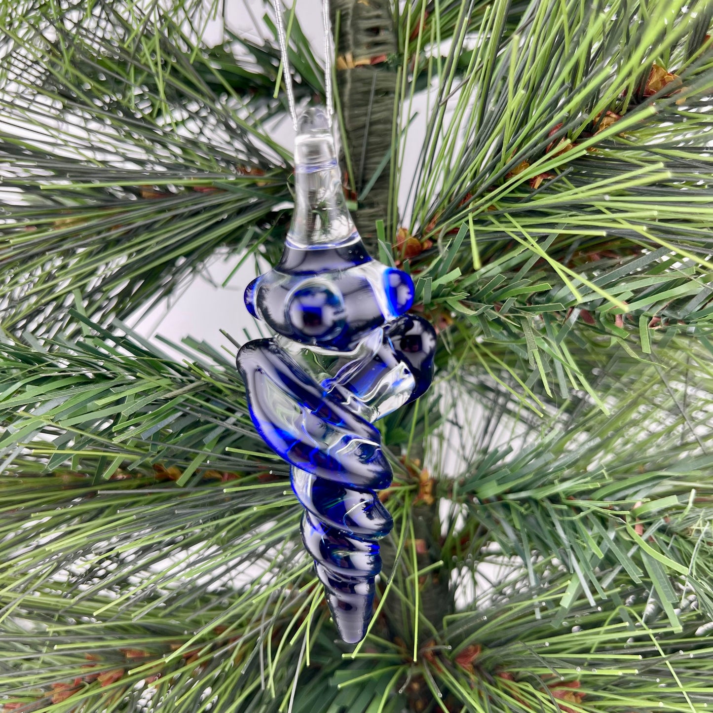 Mini Cobalt Blue Glass Icicle Ornaments