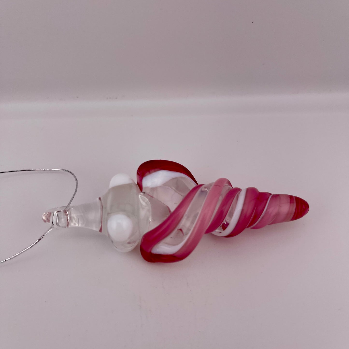 Mini Telemagenta over White Glass Icicle Ornaments