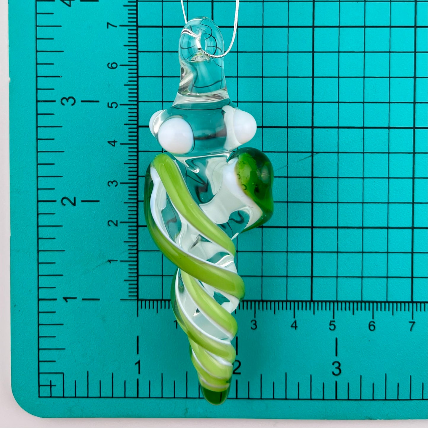 Mini Plantphibian Green over White Glass Icicle Ornaments