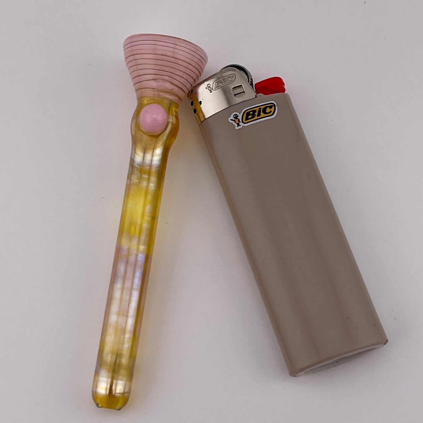 Pink Chillum Pipe Silver Fumed