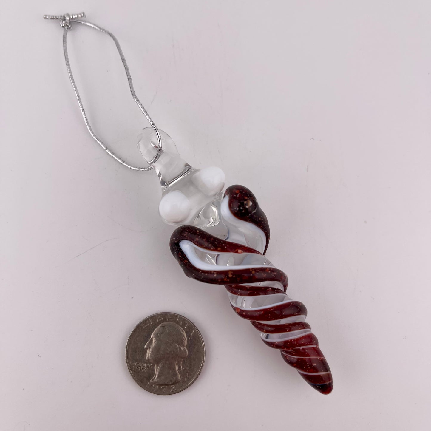 Mini Blizzard Red over White Glass Icicle Ornaments