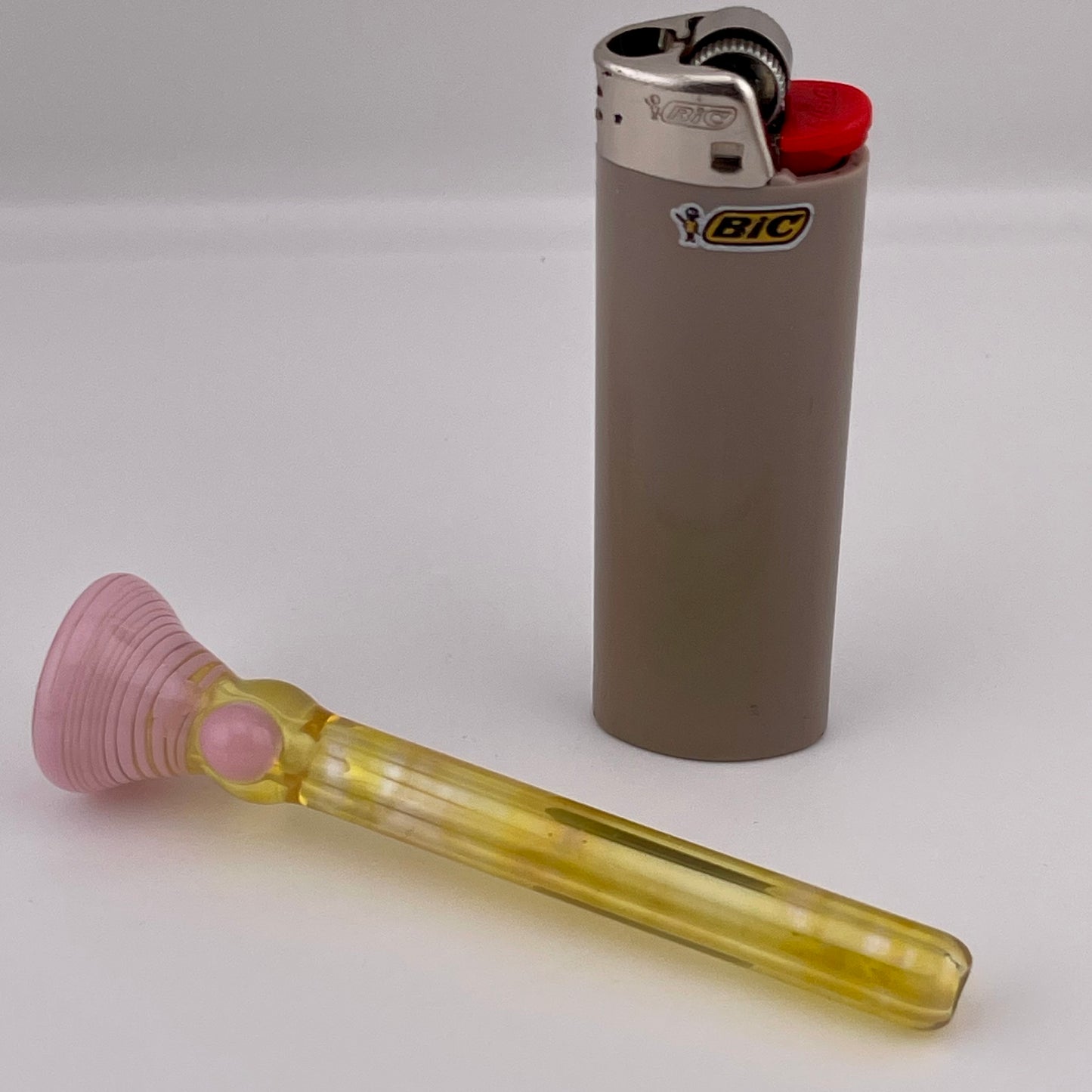 Pink Chillum Pipe Silver Fumed