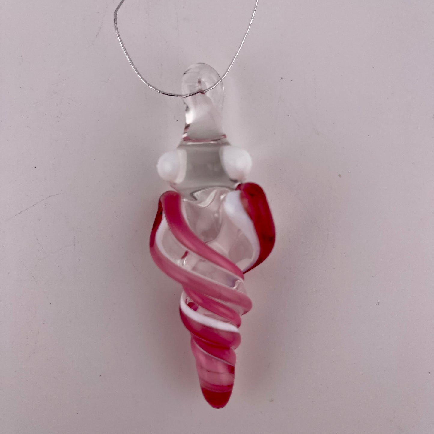 Mini Telemagenta over White Glass Icicle Ornaments