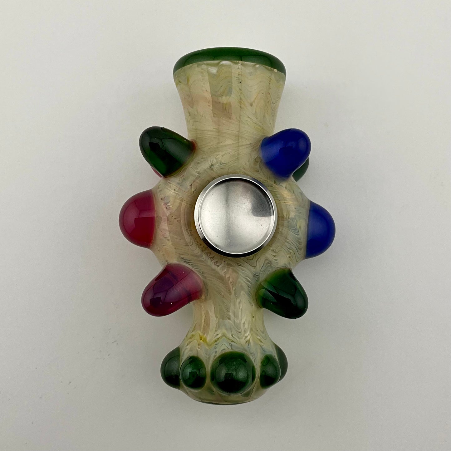 Glass Fidget Spinner Pipe Silver Fumed Color