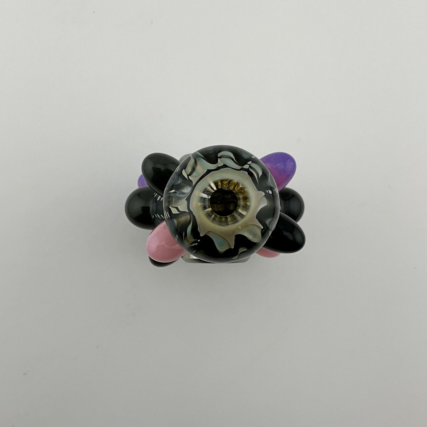 Glass Fidget Spinner Pipe Black Wrap n Rake