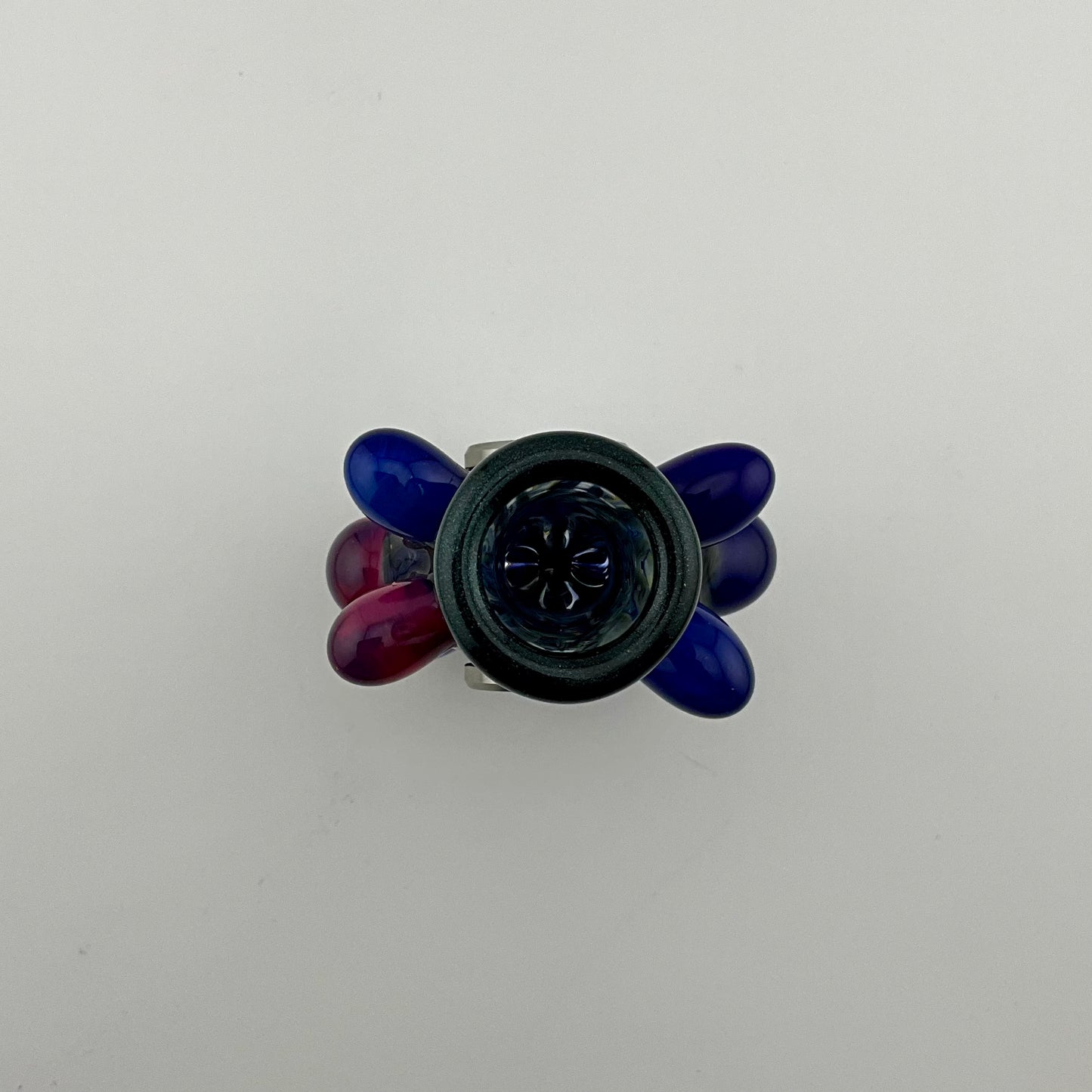 Glass Fidget Spinner Pipe Cobalt Blue and Silver Wrap n Rake