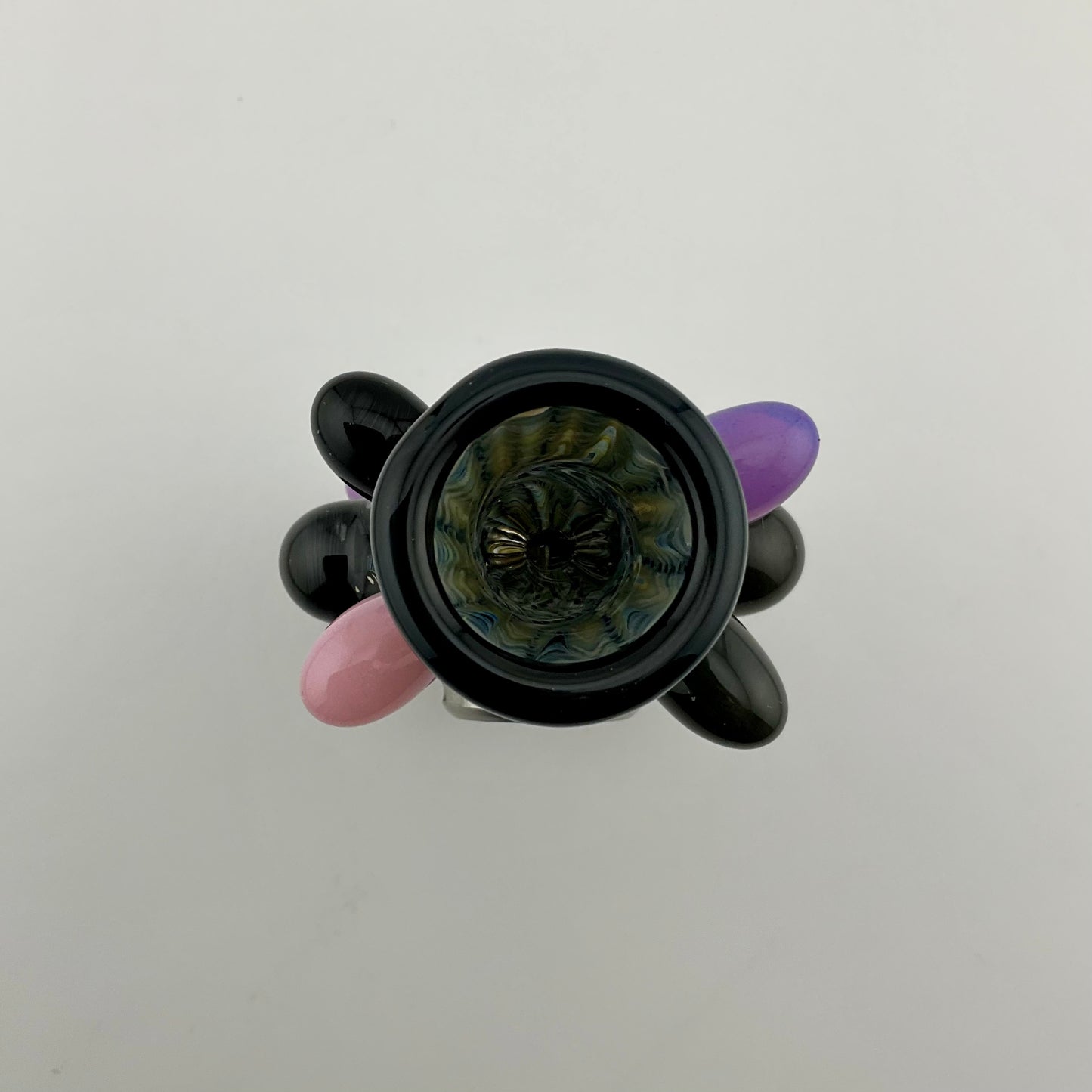 Glass Fidget Spinner Pipe Black Wrap n Rake