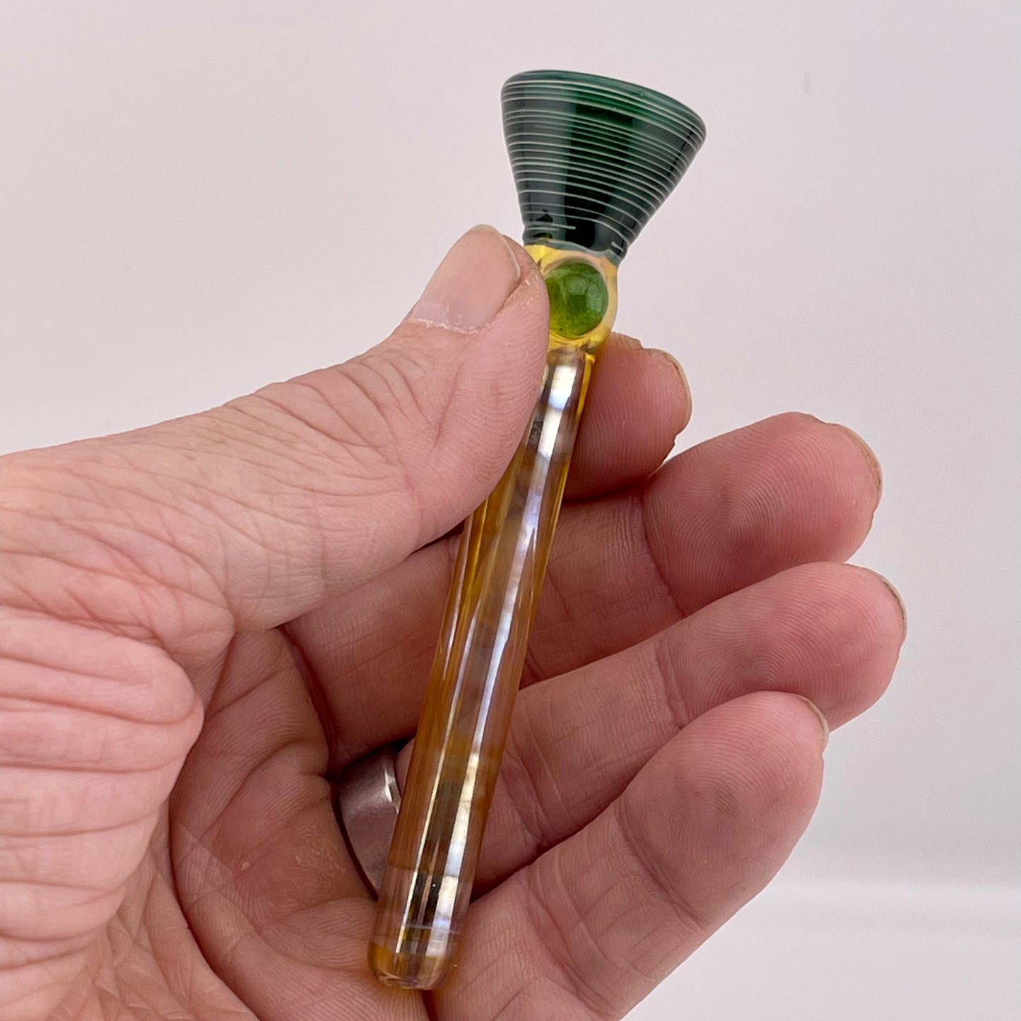 Green Chillum Pipe Silver Fumed