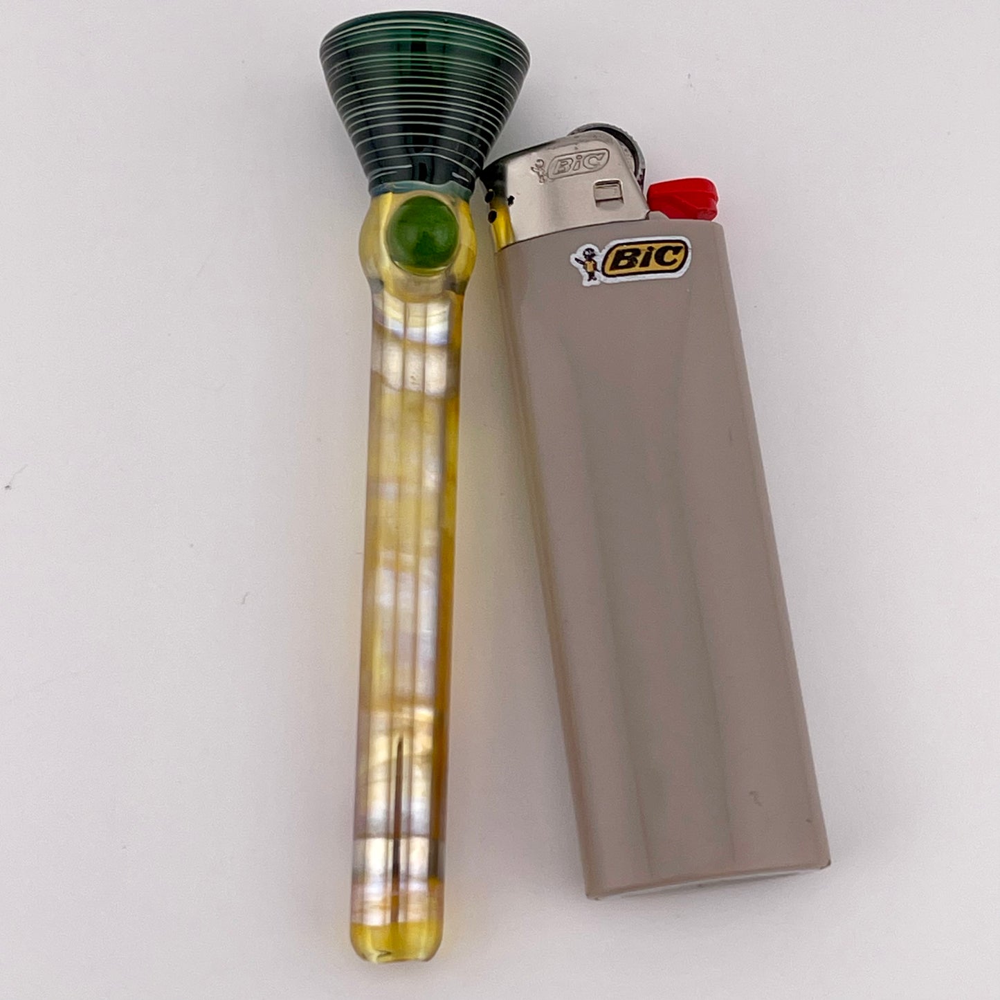 Green Chillum Pipe Silver Fumed