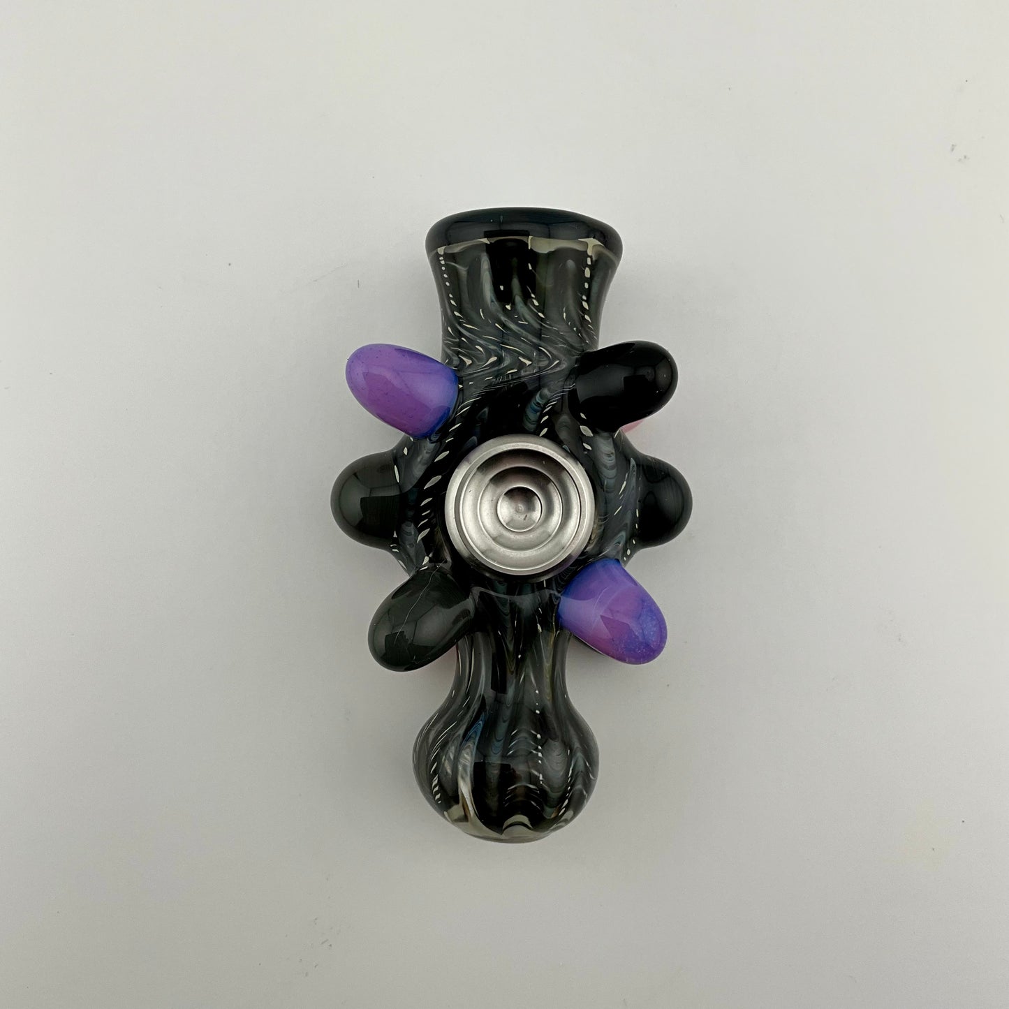 Glass Fidget Spinner Pipe Black Wrap n Rake