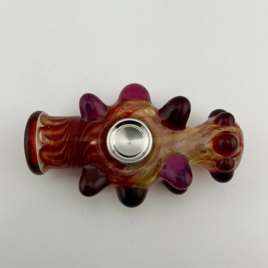 Glass Fidget Spinner Red and Gold Wrap n Rake