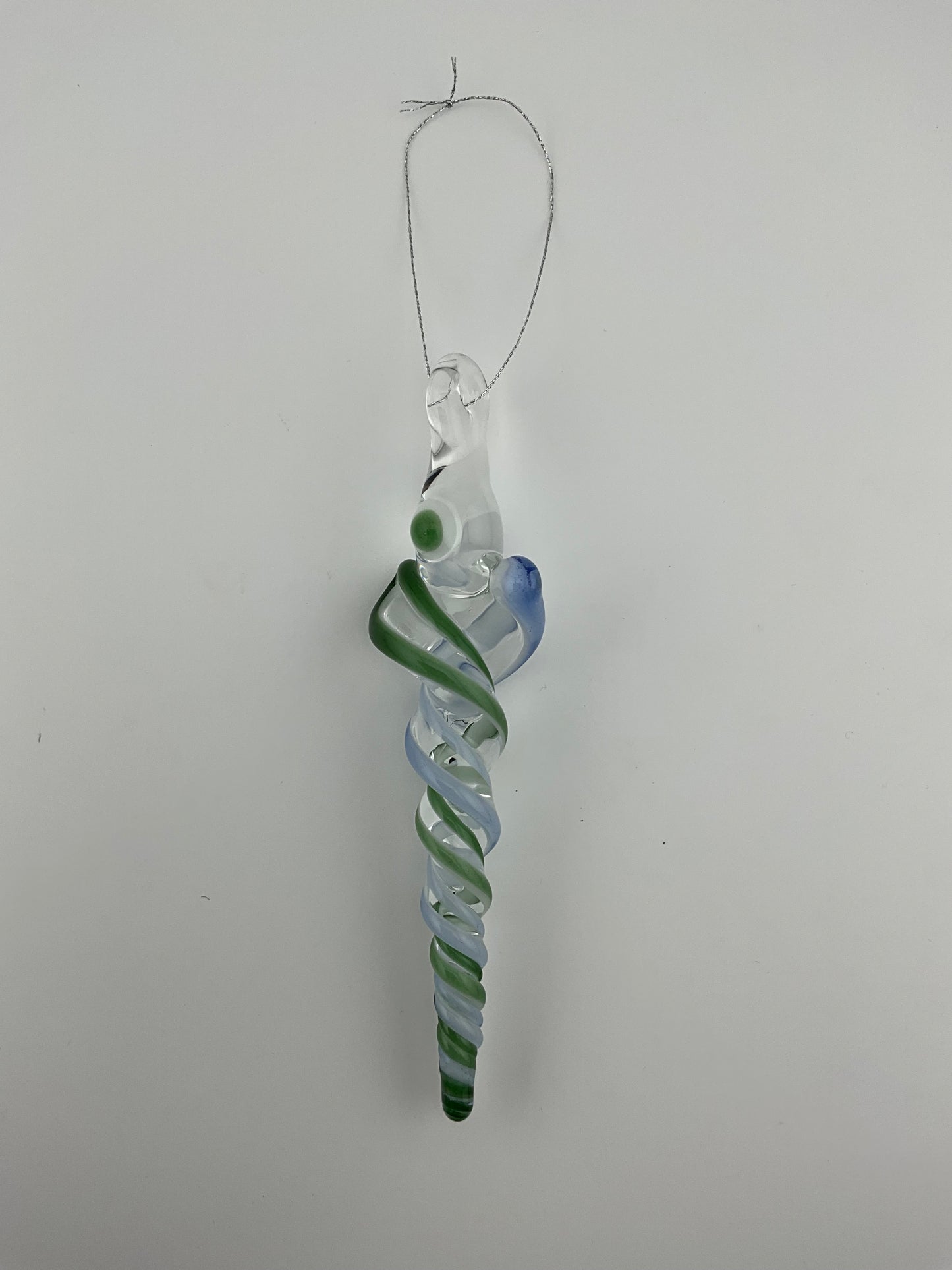 Light Blue and Green Glass Icicle Ornament