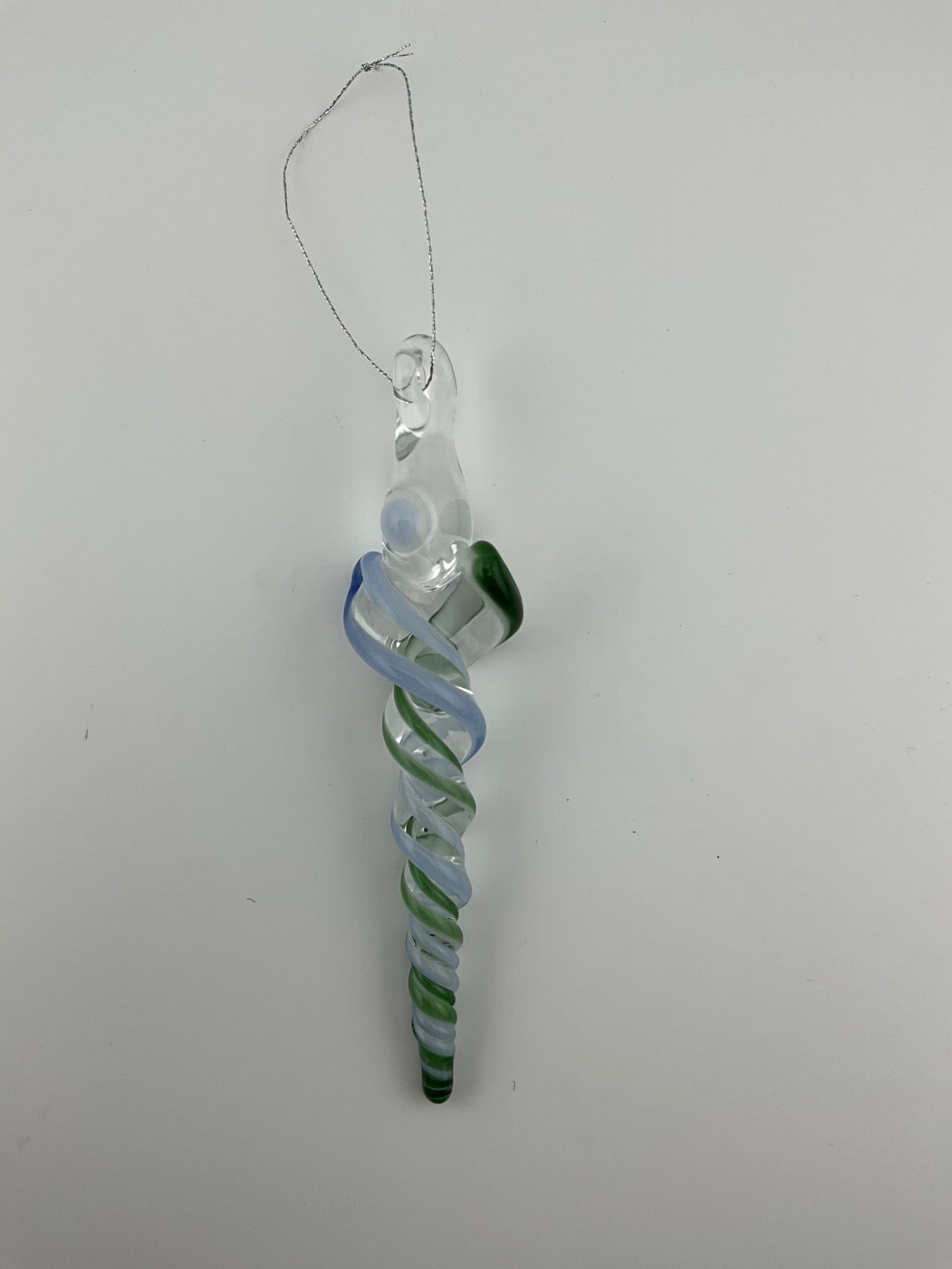 Light Blue and Green Glass Icicle Ornament