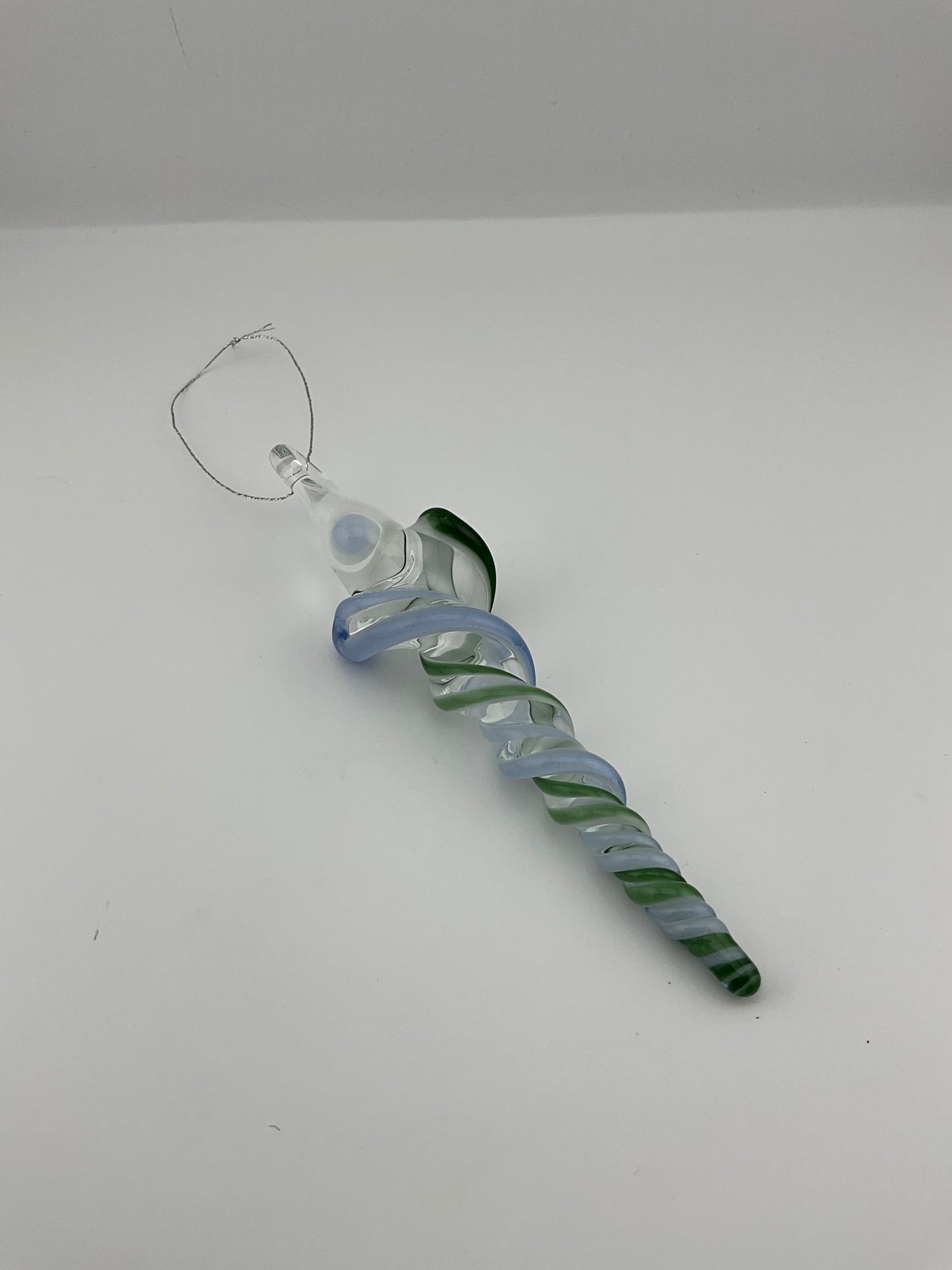 Light Blue and Green Glass Icicle Ornament