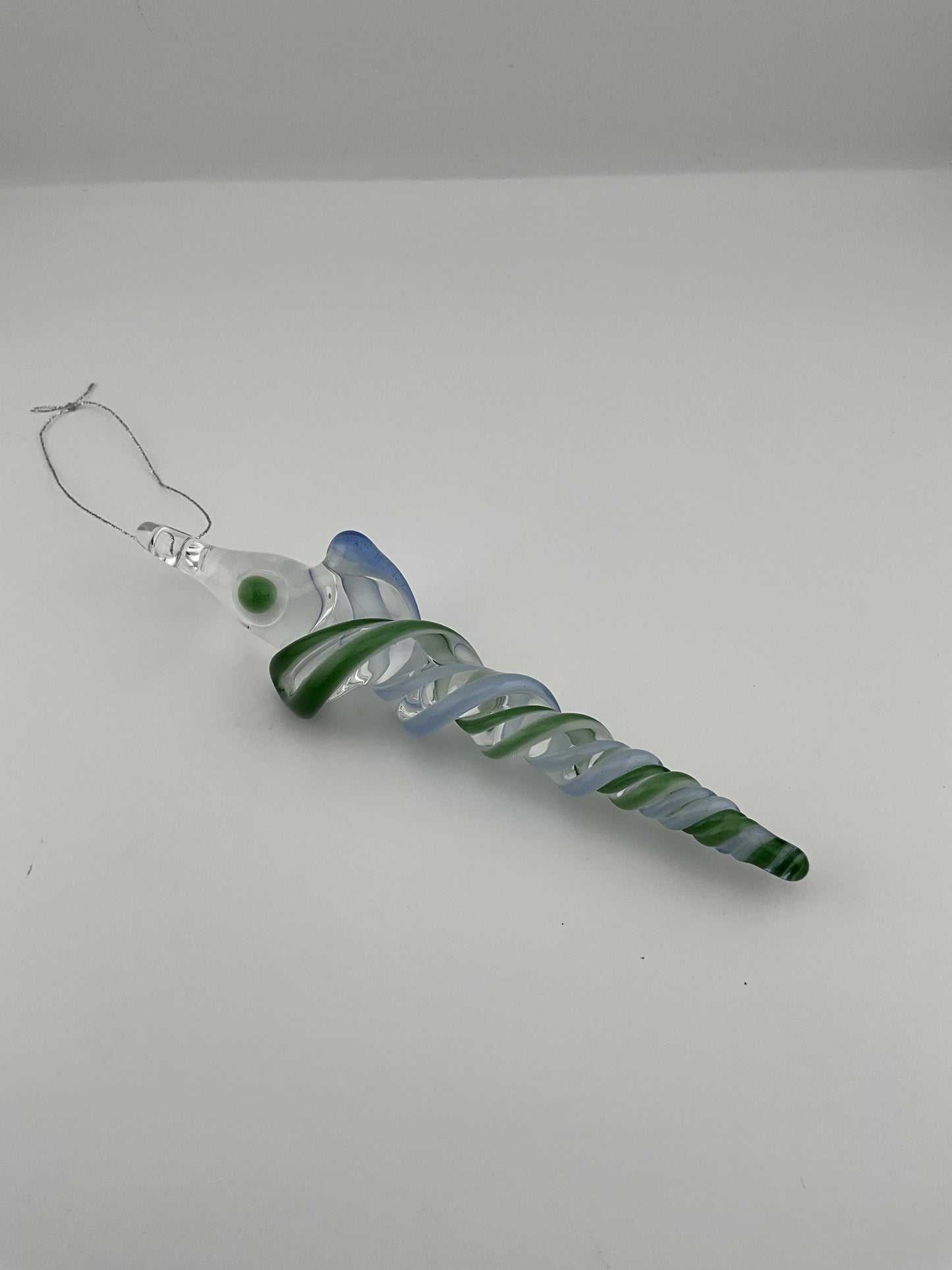 Light Blue and Green Glass Icicle Ornament