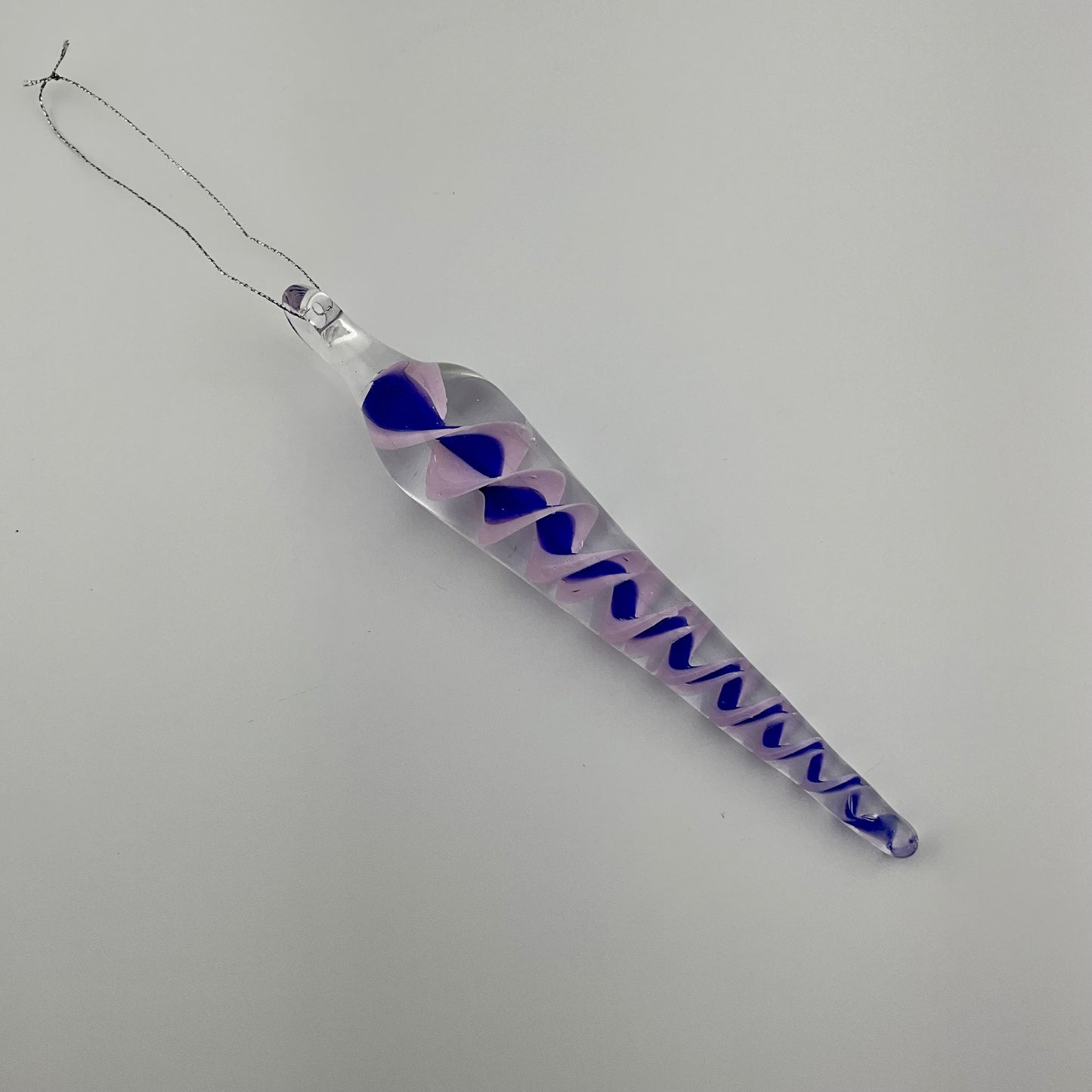 Neptune Blue and Pink Cadillac Glass Filigrana Icicle Ornament