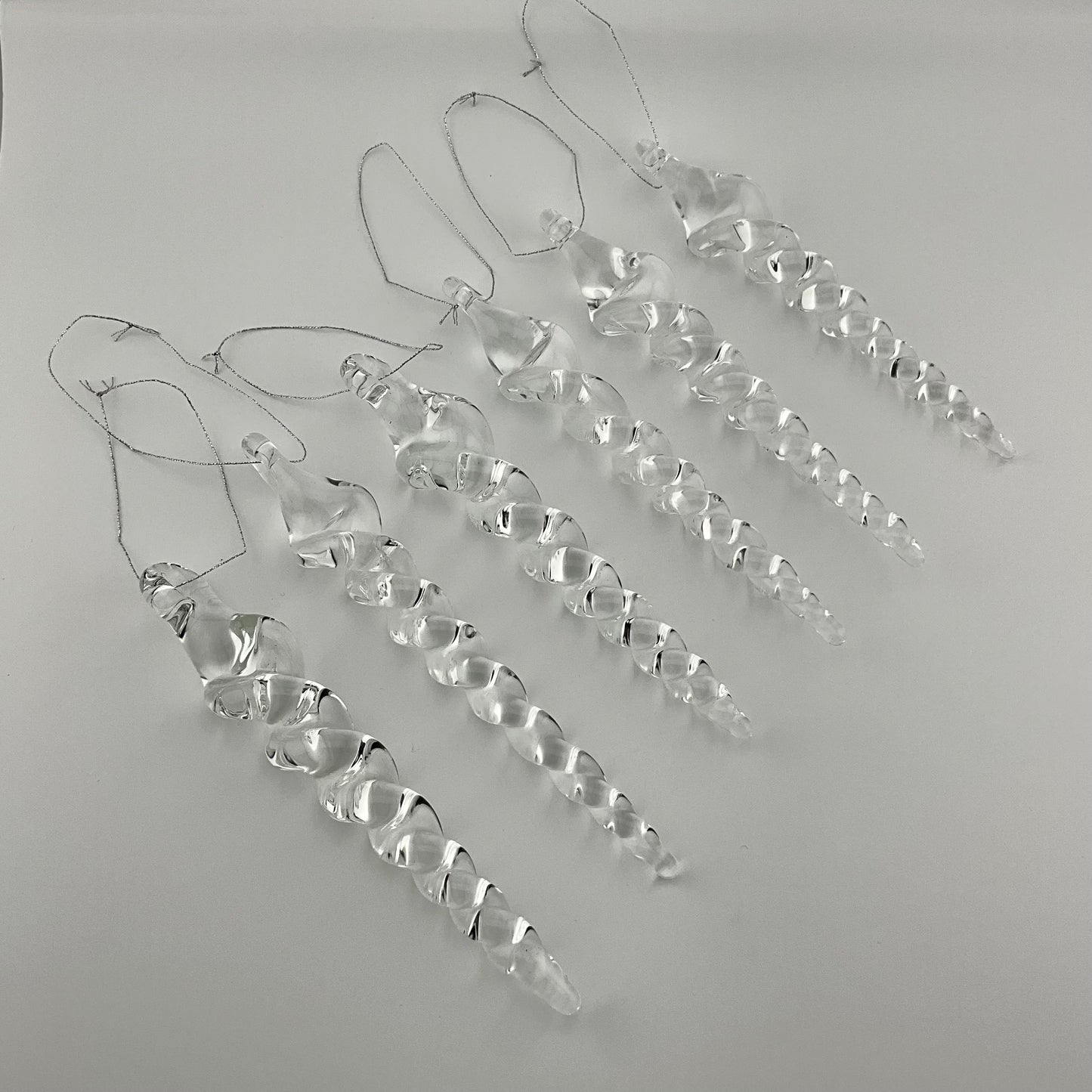 3 Pack of Medium Clear Glass Icicle Ornaments