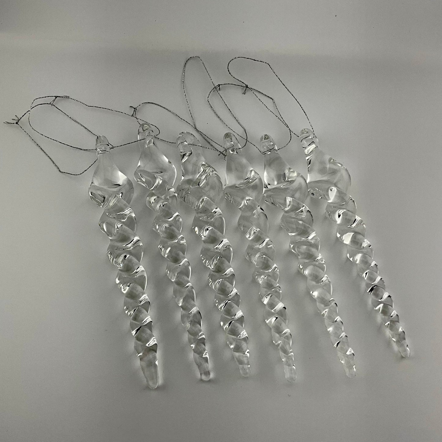 3 Pack of Medium Clear Glass Icicle Ornaments