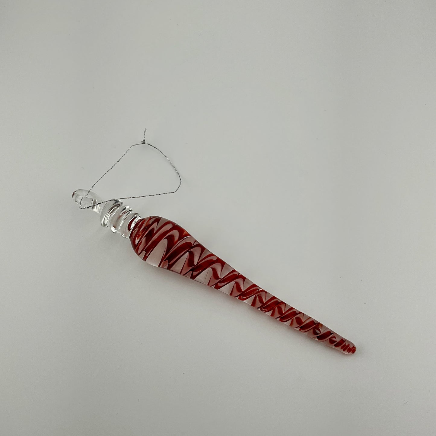 Elvis Red and White Glass Filigrana Icicle Holiday Ornament