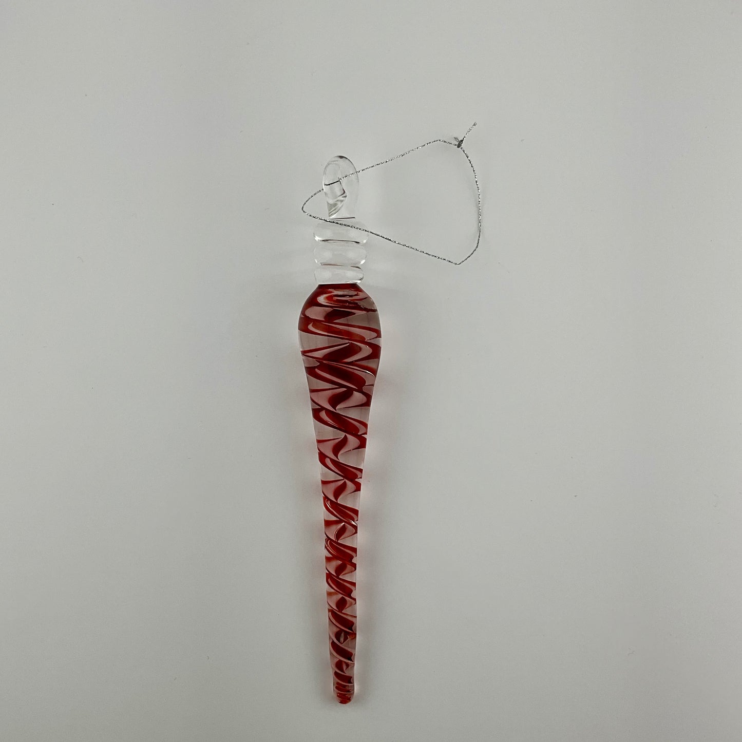 Elvis Red and White Glass Filigrana Icicle Holiday Ornament