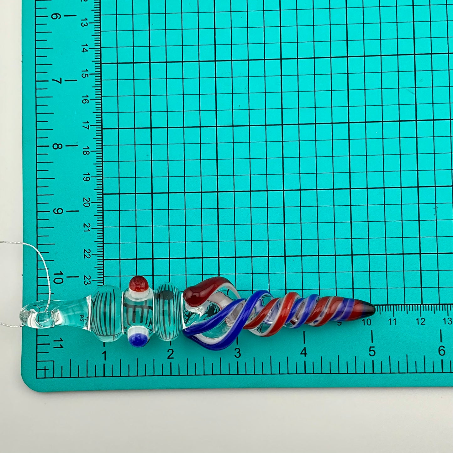 Mini Maria Elvis Red and Cobalt Blue Colored Glass Icicle Ornament