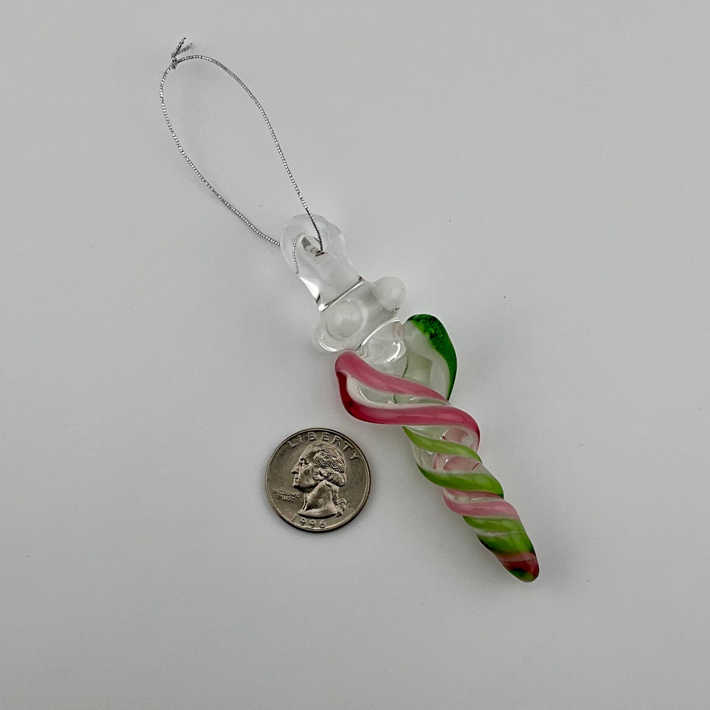 Mini Telemagenta and Plantphibian Green Glass Icicle Ornaments