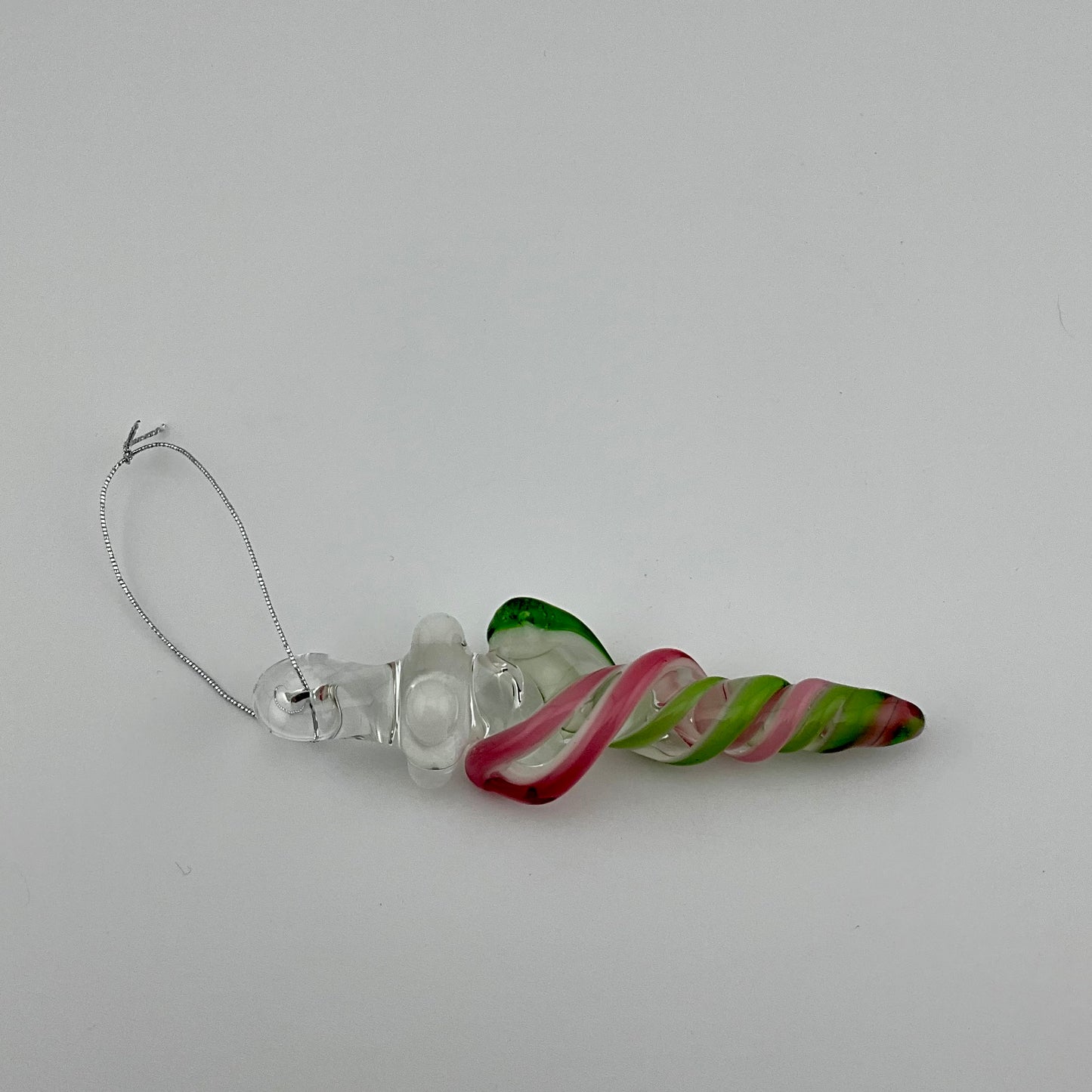 Mini Telemagenta and Plantphibian Green Glass Icicle Ornaments