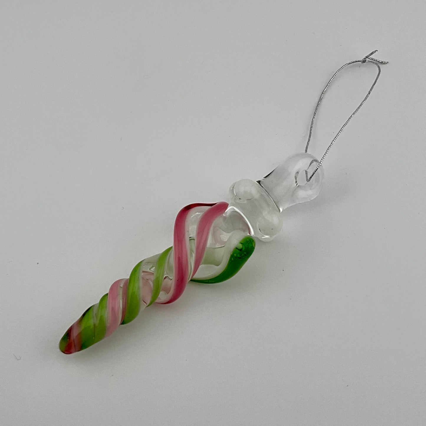 Mini Telemagenta and Plantphibian Green Glass Icicle Ornaments