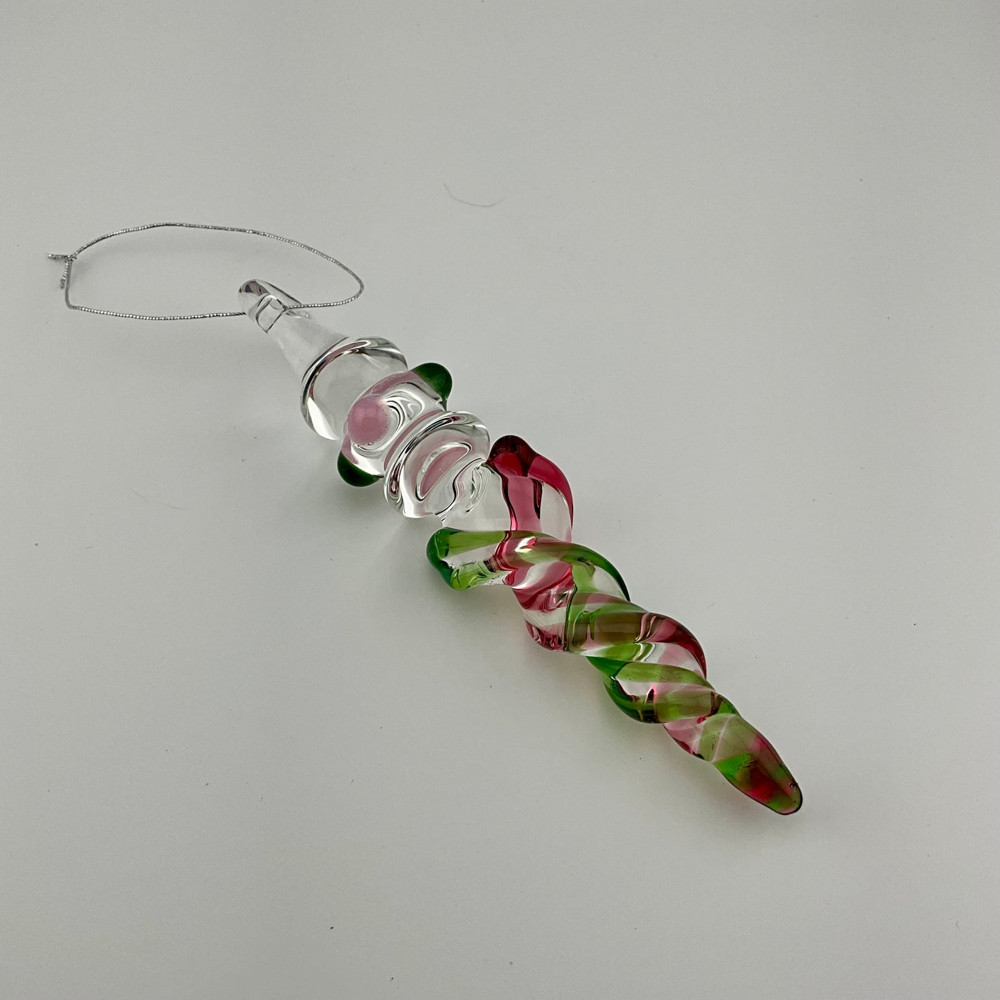 Mini Maria Telemagenta and Plantphibian Colored Glass Icicle Ornament