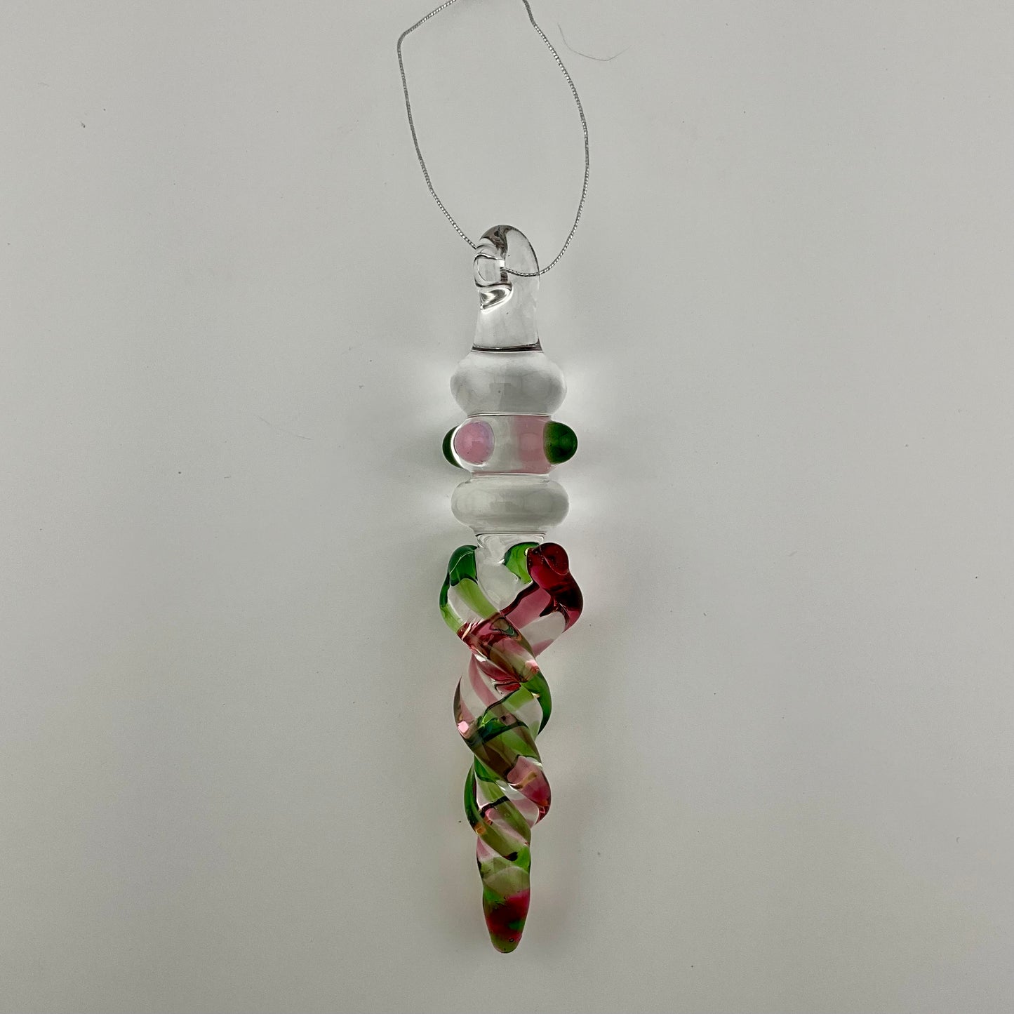 Mini Maria Telemagenta and Plantphibian Colored Glass Icicle Ornament