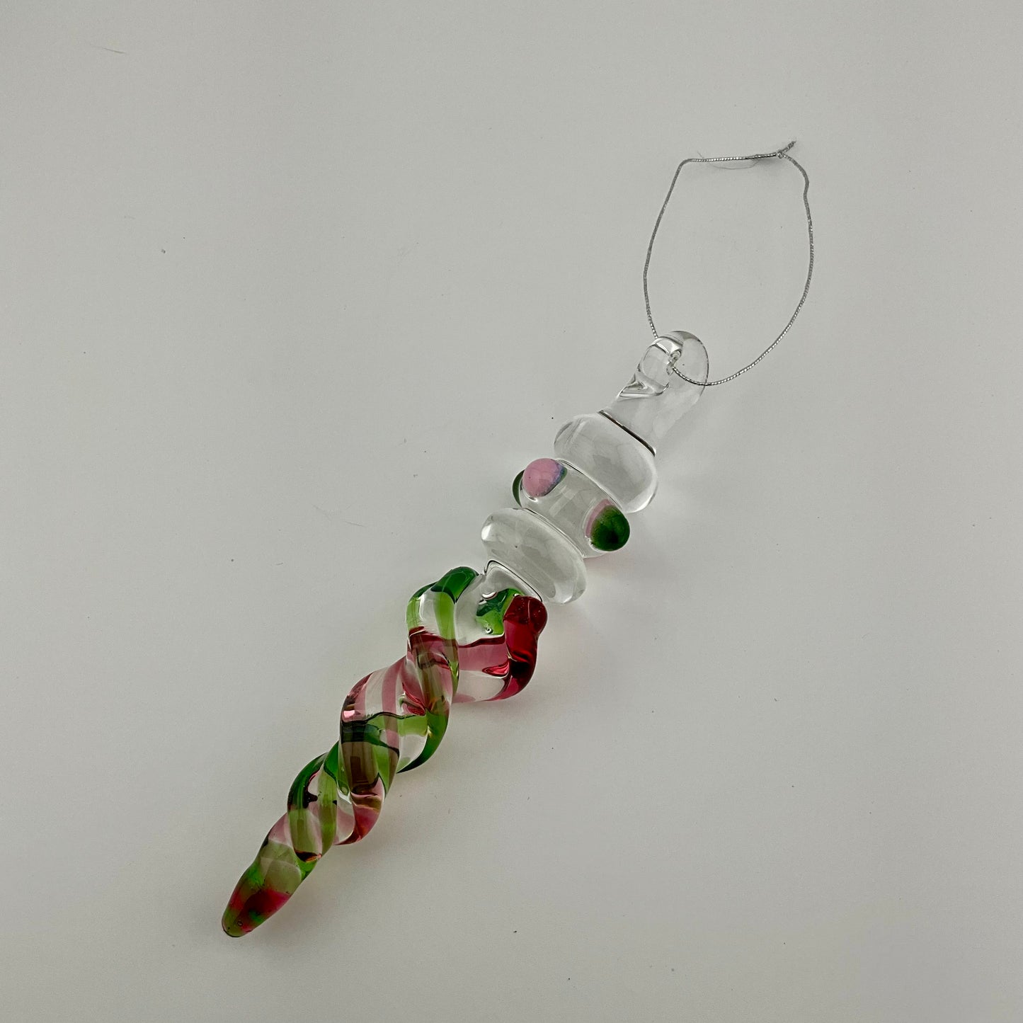 Mini Maria Telemagenta and Plantphibian Colored Glass Icicle Ornament