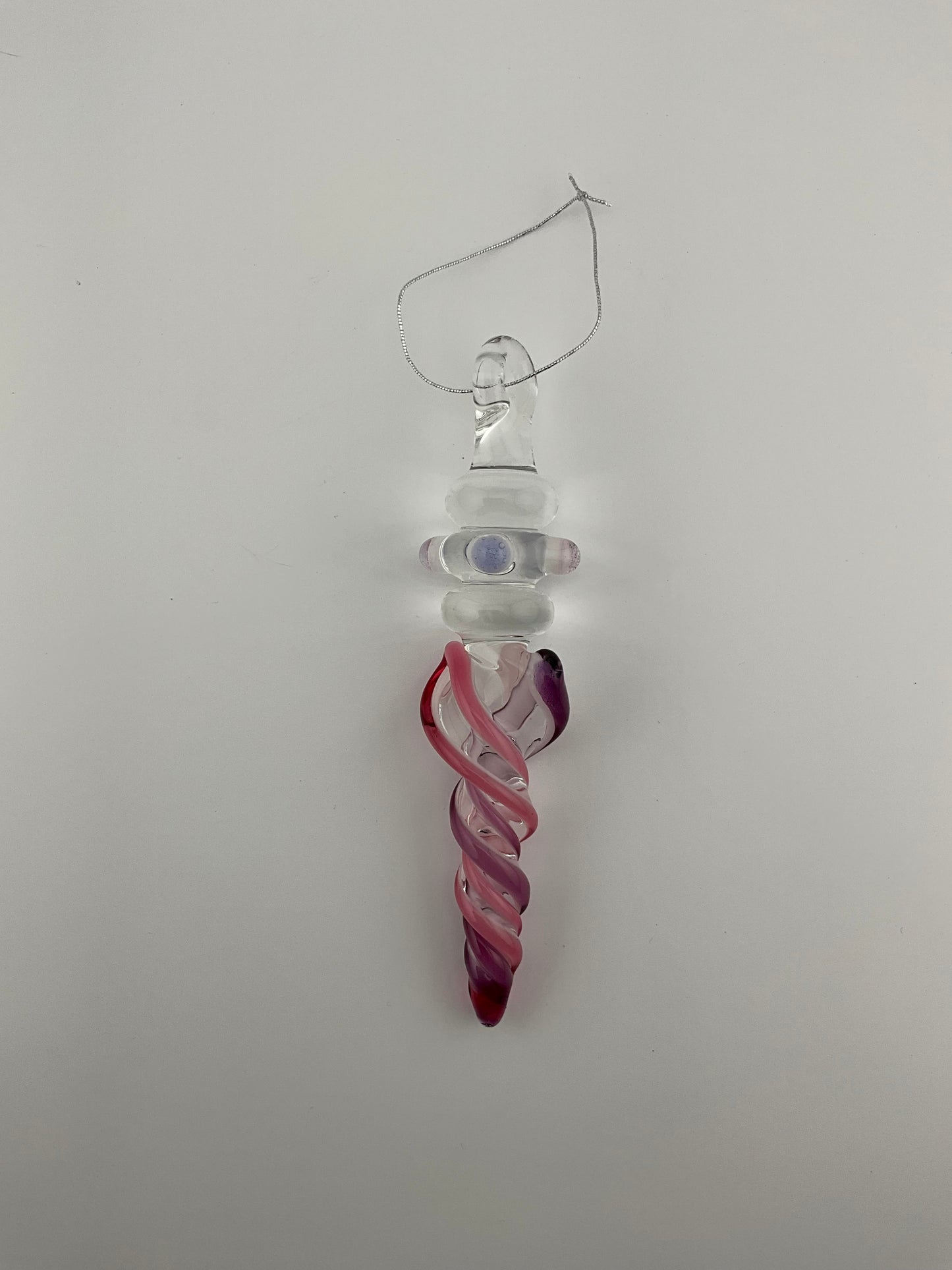 Mini Maria Telemagenta and Royal Jelly Colored Glass Icicle Ornament