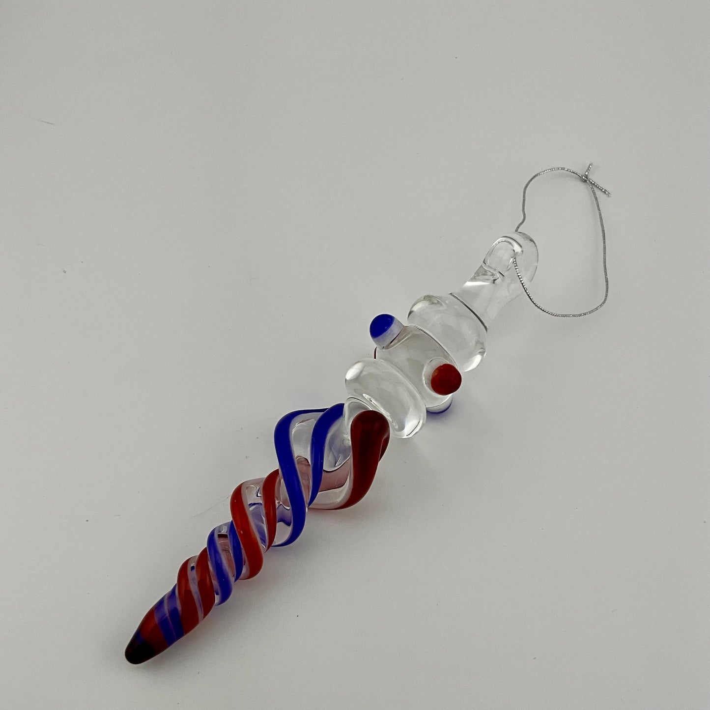 Mini Maria Elvis Red and Cobalt Blue Colored Glass Icicle Ornament