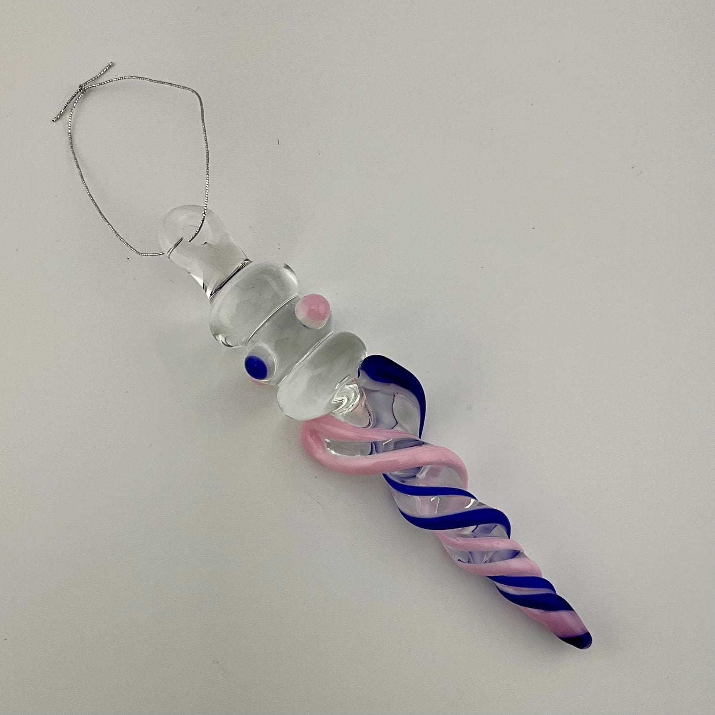 4 Pack of Cadillac Pink and Blue over White Icicle Ornaments