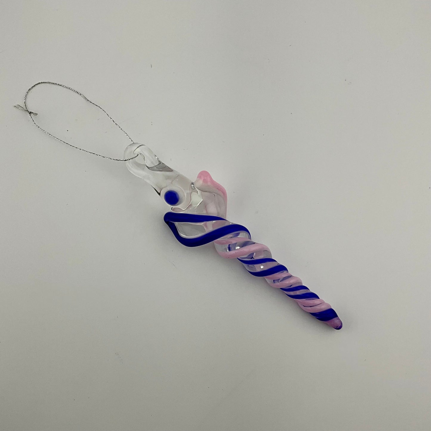 4 Pack of Cadillac Pink and Blue over White Icicle Ornaments