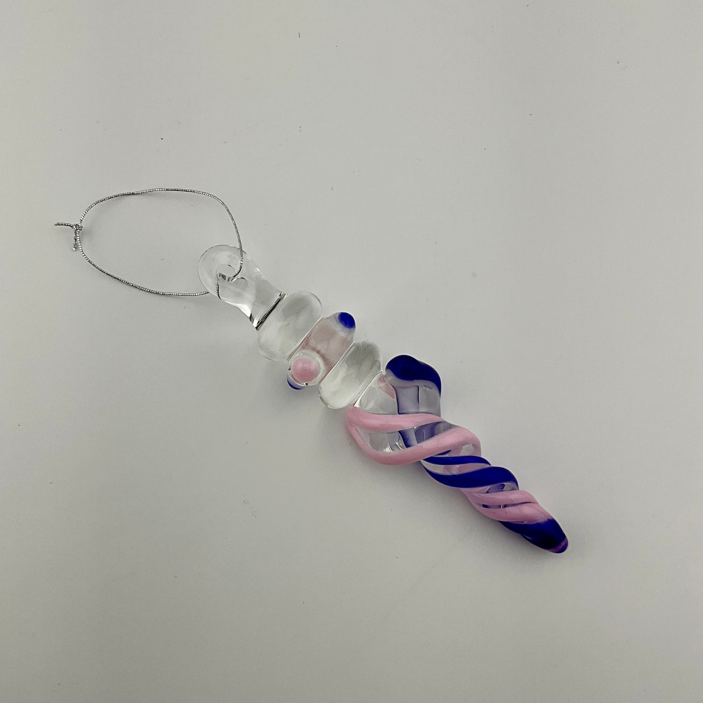 4 Pack of Cadillac Pink and Blue over White Icicle Ornaments