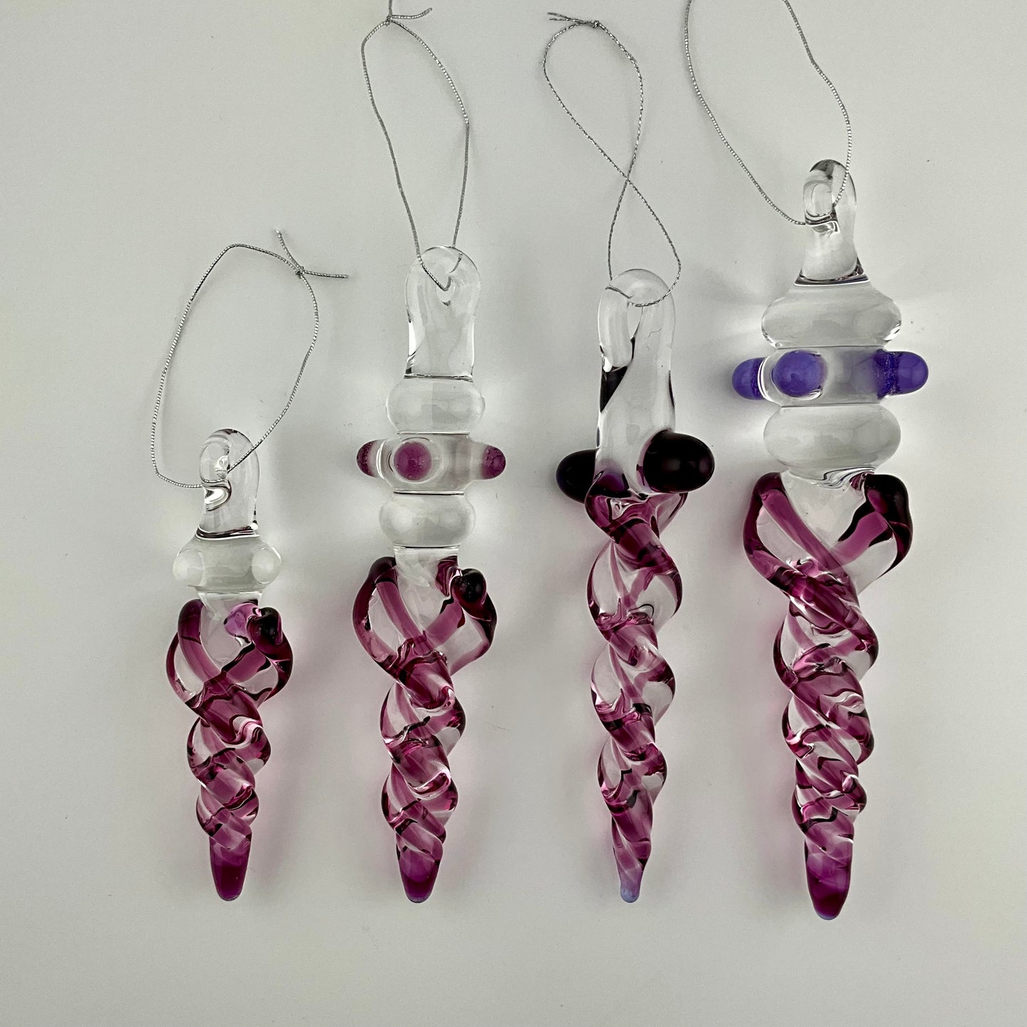 4 Pack Gold Amethyst Icicle Ornaments