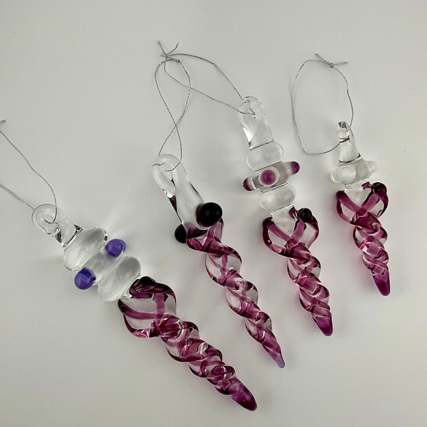 4 Pack Gold Amethyst Icicle Ornaments