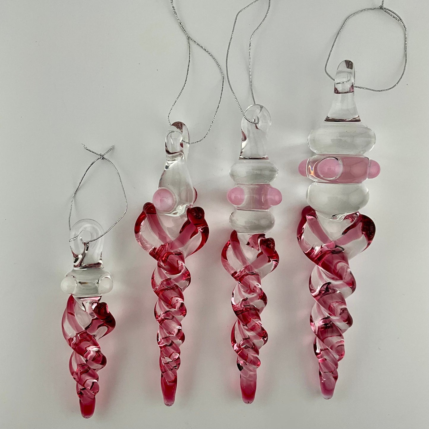 4 Pack Gold Ruby Glass Icicle Ornament  "Holiday Special"