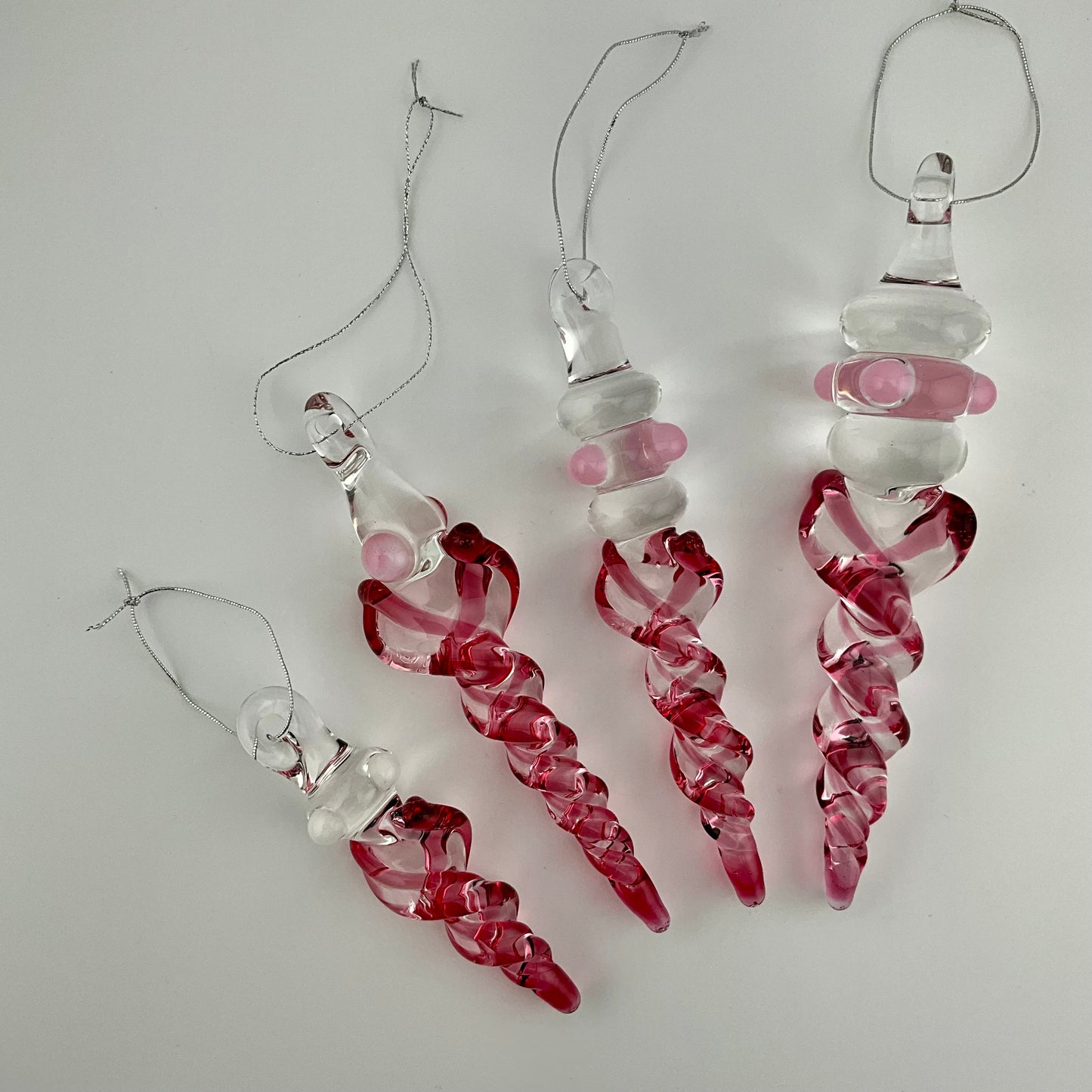 4 Pack Gold Ruby Glass Icicle Ornament  "Holiday Special"