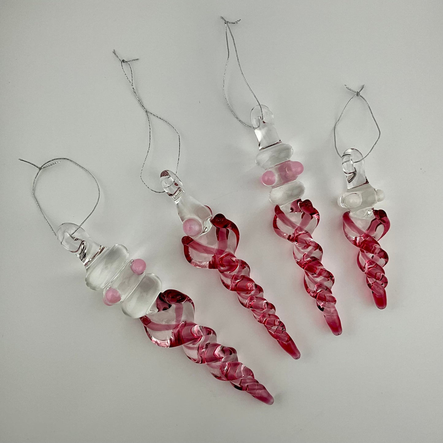 4 Pack Gold Ruby Glass Icicle Ornament  "Holiday Special"